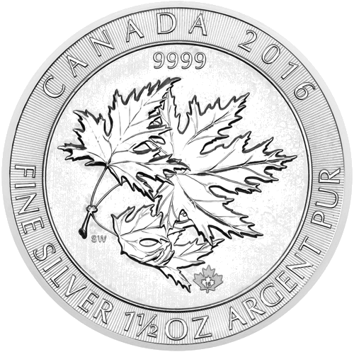 1 1⁄2 oz Maple Leaves 2016 Canada silver coin (1)