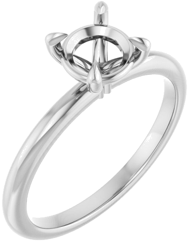 14K White 6.5 mm Round Solitaire Engagement Ring Mounting (1)