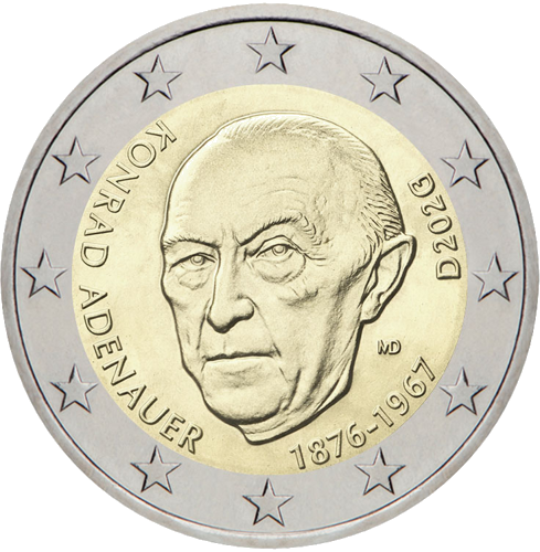 2026 Vācija Konrāds Adenauers 2 eiro monēta (1)