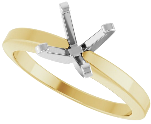 14K Yellow White 6.5 mm Round Solitaire Engagement Ring Mounting (5)