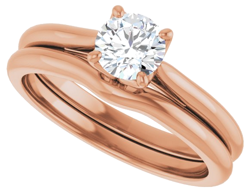 Sužadėtuvių Žiedas „Solitaire“ 585 Rožinis Aukso Round 5.2mm (10)