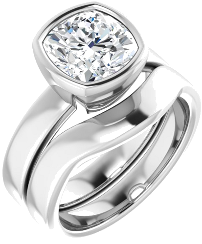 14K White 8 mm Cushion Solitaire Engagement Ring Mounting (6)