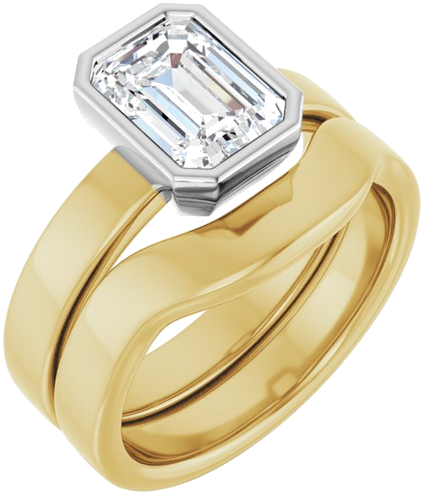 14K Yellow White 8x6 mm Emerald Solitaire Engagement Ring Mounting (6)