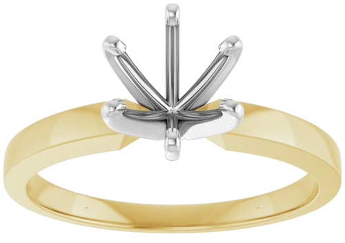 Sužadėtuvių Žiedas „Solitaire“ 585 Baltojo Ir Geltonojo Aukso Round 6mm x 6.6mm (3)