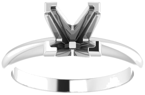 14K White 6.5 mm Square V-End 4-Prong Engagement Ring Mounting (3)