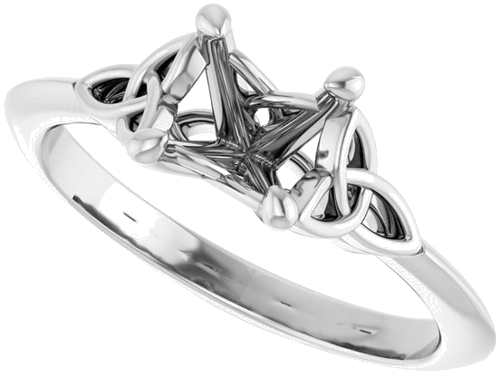 Sužadėtuvių Žiedas „Celtic-Inspired Solitaire“ 585 Baltojo Aukso Round 6.5mm (5)