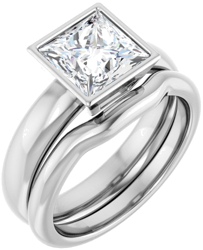 14K White 7 mm Square Engagement Ring Mounting (6)