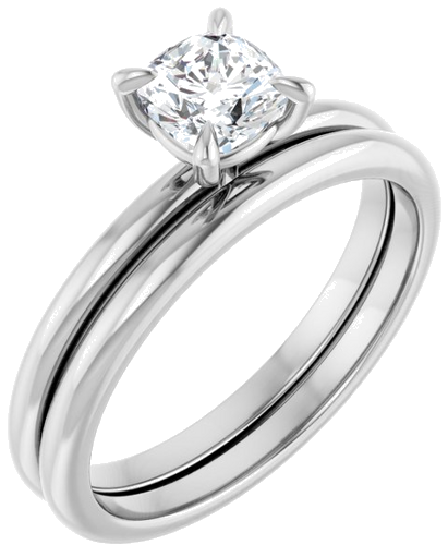 Sužadėtuvių Žiedas „Solitaire“ 585 Baltojo Aukso Cushion 5mm (6)