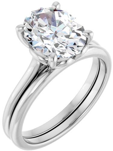 Sužadėtuvių Žiedas „Solitaire“ 585 Baltojo Aukso Oval 10mm x 8mm (6)