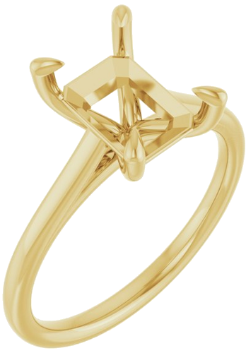 18K Yellow  9x7 mm Emerald Solitaire Engagement Ring Mounting (1)