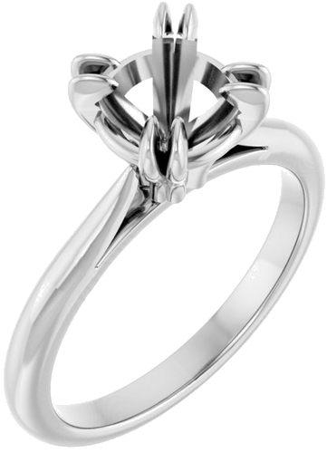14K White 7.4 mm Round Engagement Ring Mounting (1)