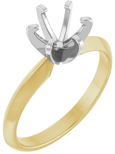 14K Yellow White 6.4 mm Round Solitaire Engagement Ring Mounting (1)