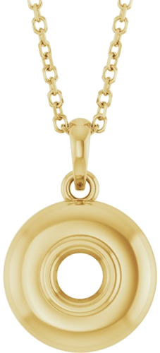 14K Yellow 4 mm Round Bezel-Set Puffy 16-18  Necklace  Mounting (1)