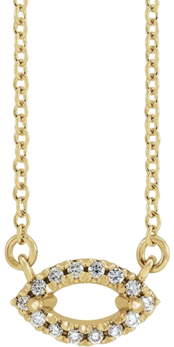 14K Yellow 6x3 mm Marquise .05 CTW Natural Diamond Semi-Set Halo-Style 18  Necklace (1)