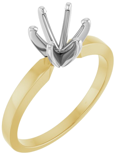 14K Yellow   White 6-6.6 mm Round 6-Prong Solitaire Engagement Ring Mounting (1)