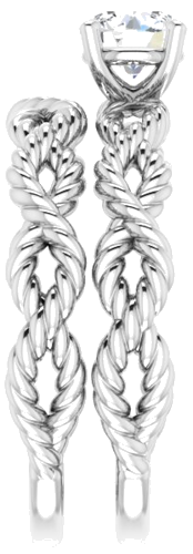 Sužadėtuvių Žiedas „Twisted Rope Solitaire“ 750 Baltojo Aukso Round 5.2mm (9)