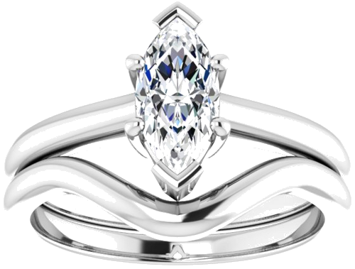 Sužadėtuvių Žiedas 585 Baltojo Aukso Marquise 9mm x 4.5mm (8)