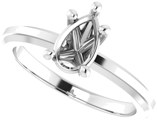 14K White 8x5 mm Pear Solitaire Engagement Ring Mounting (5)