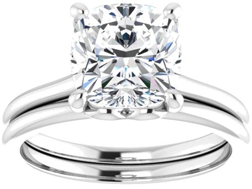 14K White  8 mm Cushion Solitaire Engagement Ring Mounting (8)