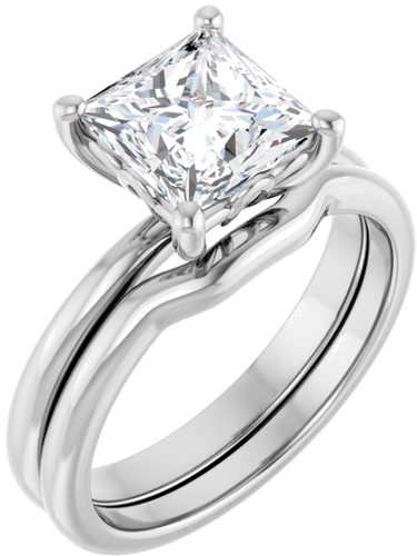 14K X1 White 7 mm Square Solitaire Engagement Ring Mounting (6)