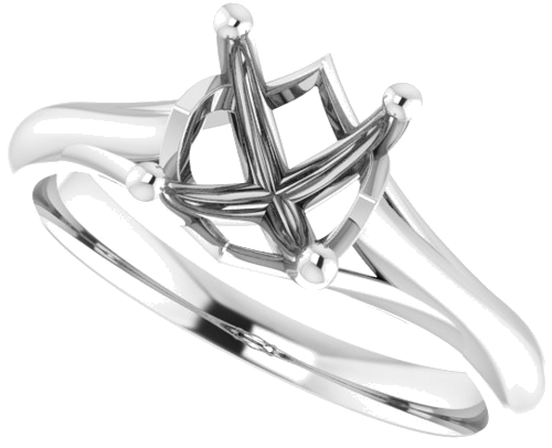 14K White 7.4 mm Round Solitaire Engagement Ring Mounting (5)