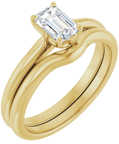 Sužadėtuvių Žiedas „Solitaire“ 585 Geltonojo Aukso Emerald 6mm x 4mm (6)