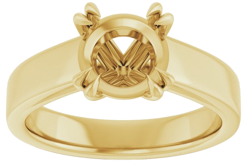 14K Yellow 8 mm Round Engagement Ring Mounting (3)