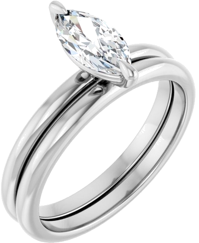 Sužadėtuvių Žiedas „Solitaire“ 585 Baltojo Aukso Marquise 9mm x 4.5mm (6)