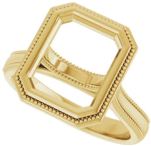 14K Yellow 10x8 mm Emerald Solitaire Engagement Ring Mounting (5)