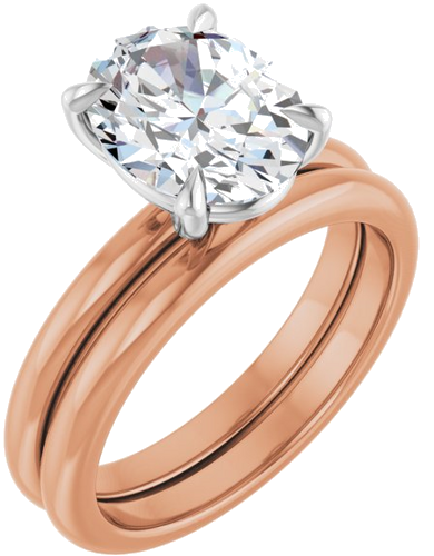 14K Rose White 10x8 mm Oval Solitaire Engagement Ring Mounting (6)