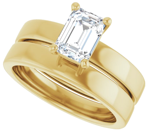 Sužadėtuvių Žiedas „Solitaire“ 585 Geltonojo Aukso Emerald 7mm x 5mm (10)