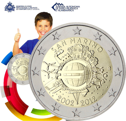 2012 San Marinas Dešimt metų eurui (TYE) 2 eurų moneta (1)