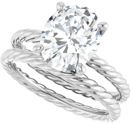 Sužadėtuvių Žiedas „Solitaire“ 585 Baltojo Aukso Oval 10mm x 8mm (10)