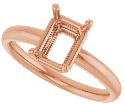 Sužadėtuvių Žiedas „Solitaire“ 585 Rožinis Aukso Emerald 8mm x 6mm (1)