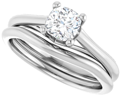 14K White 5 mm Cushion Solitaire Engagement Ring Mounting (10)