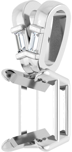 Pakabukas „Accented“ 585 Baltojo Aukso Emerald 7mm x 5mm (2)