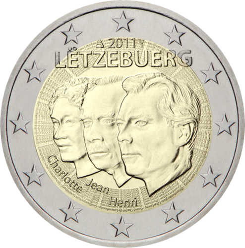 2011 Luksemburgas Charlotte Jean Henri 2 eiro moneta (1)