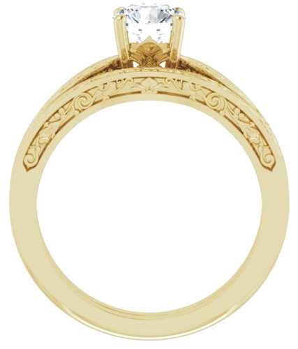 14K Yellow 5.8 mm Round Floral Solitaire Engagement Ring Mounting (7)