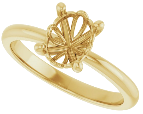 14K Yellow 8x6 mm Oval Solitaire Engagement Ring Mounting (5)