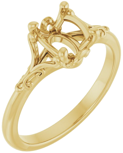 10K Yellow 8x6 mm Oval Solitaire Engagement Ring Mounting (1)