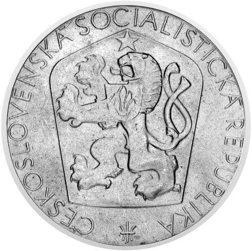 1965 Čehoslovākija Atbrīvošana 25 korunu sudraba monēta (2)