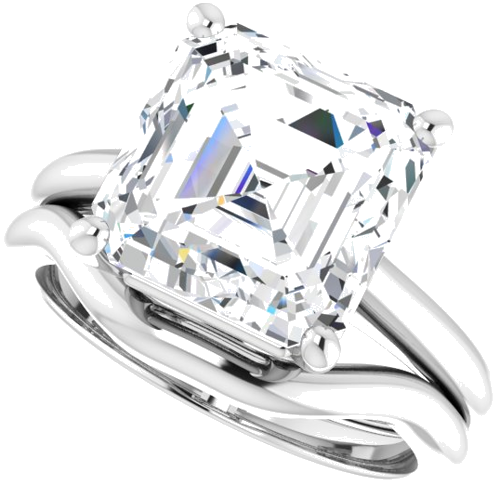 14K White 10 mm Asscher Solitaire Engagement Ring Mounting (10)