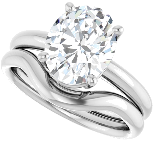 Sužadėtuvių Žiedas „Solitaire“ 585 Baltojo Aukso Oval 10mm x 8mm (10)