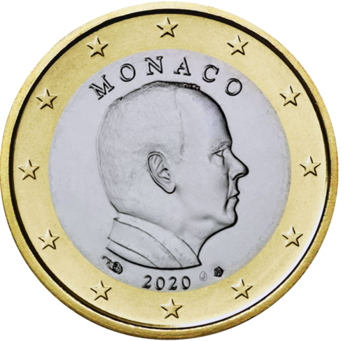 2020 Monakas Albertas II Nacionalinė 1 euro moneta (1)