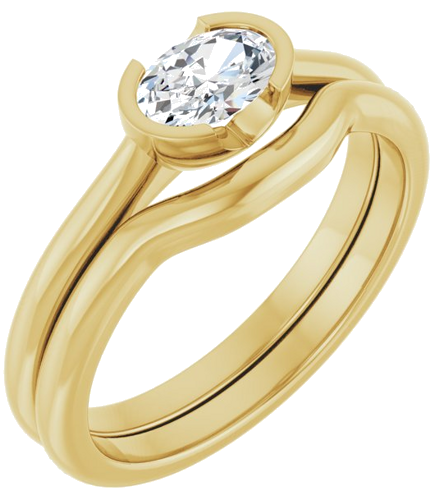 14K Yellow 6x4 mm Oval Solitaire Engagement Ring Mounting (6)