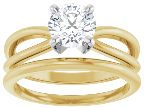 Sužadėtuvių Žiedas „Split Shank“ 585 Baltojo Ir Geltonojo Aukso Round 6.5mm (8)