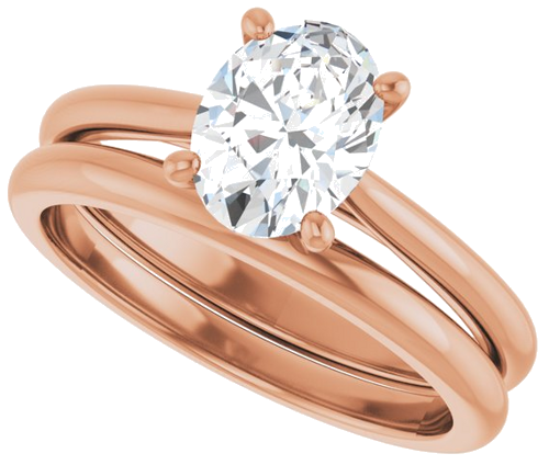 Sužadėtuvių Žiedas „Solitaire“ 585 Rožinis Aukso Oval 8mm x 6mm (10)