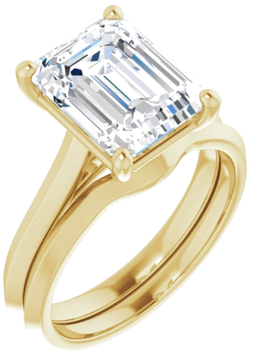 Sužadėtuvių Žiedas „Solitaire“ 417 Geltonojo Aukso Emerald 10mm x 8mm (6)