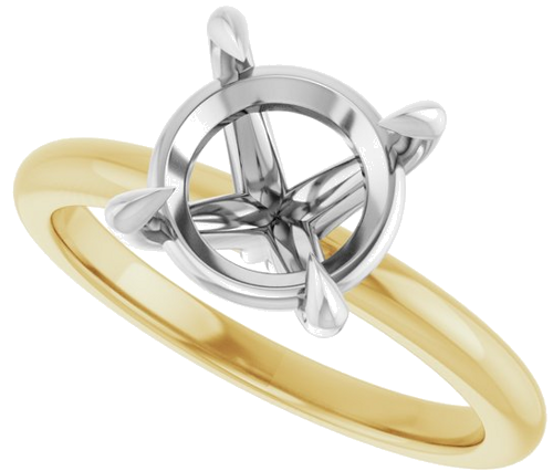 14K Yellow White 9 mm Round Solitaire Engagement Ring Mounting (5)