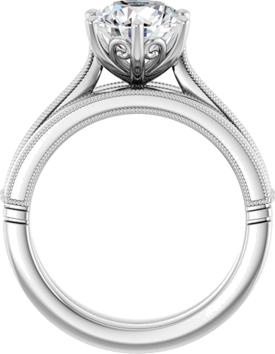 14K White  8 mm Round Solitaire Engagement Ring Mounting (7)